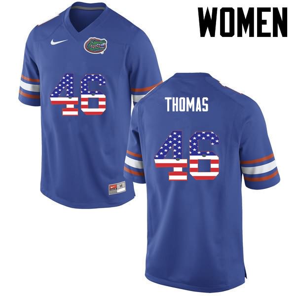 NCAA Florida Gators Will Thomas Women's #46 USA Flag Fashion Nike Blue Stitched Authentic College Football Jersey ANC7564FW